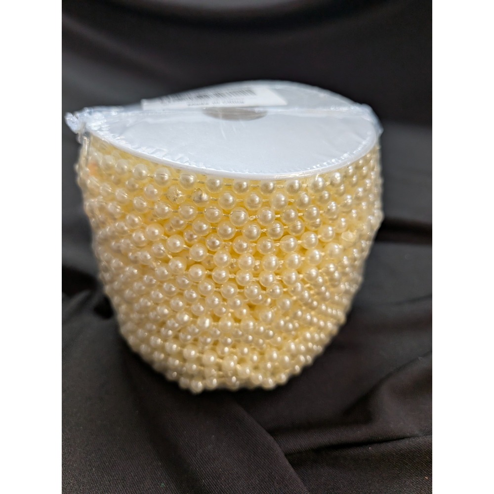 Craft String Pearls 5MM Pearl Bead, 99 Feet Ivory Faux Pearl Garland Spool Roll